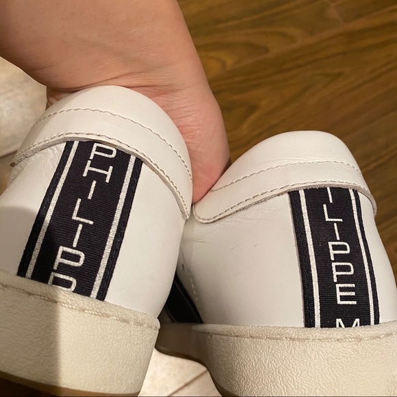 White Sneaker with Wide Navy Band - Picture 9 of 11